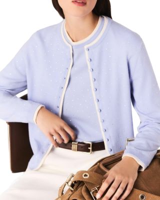 Wool Cardigan with Rhinestones