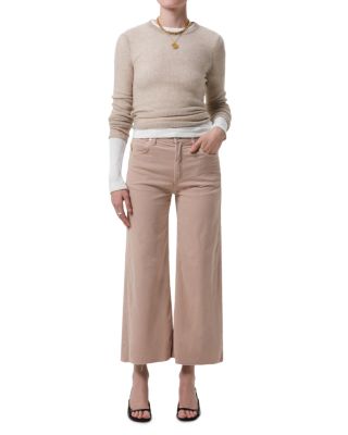 Lyra Wide Leg Cropped Jeans in Pale Stone