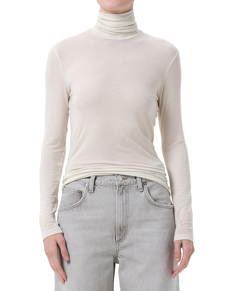 Agolde Pascale Turtleneck Long Sleeve Top In Oat Milk In Neutral