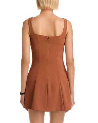 Square Neck Inverted Pleat Mini Dress