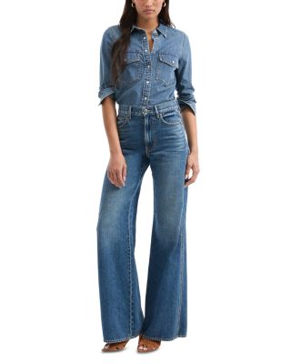 Kasey Mid Rise Wide Leg Jeans in City Stroll