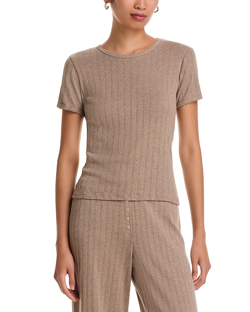 Leset Pointelle Tee In Brown