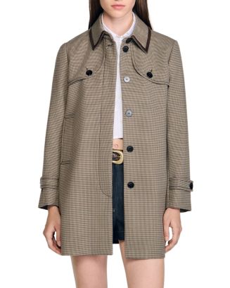 Sandro Houndstooth Trench Coat | Bloomingdale's