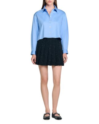 Short Tweed Pleated Skirt