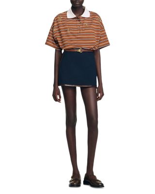 Leather Trim Mini Skirt