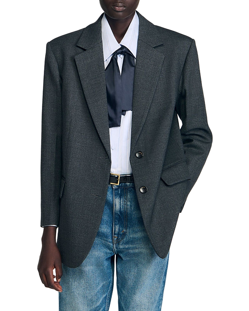 Sandro Notch Lapel Jacket In Blue
