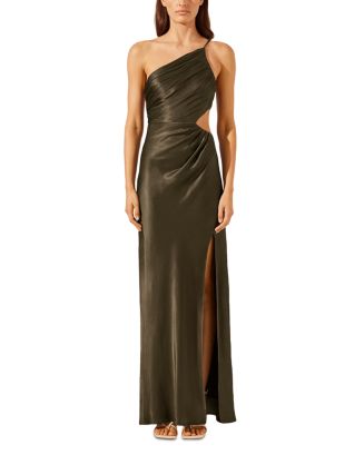 la lune asymmetrical gathered maxi dress La Lune Asymmetrical Gathered Maxi Dress