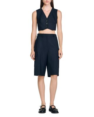 Rhinestone Pinstripe Long Shorts