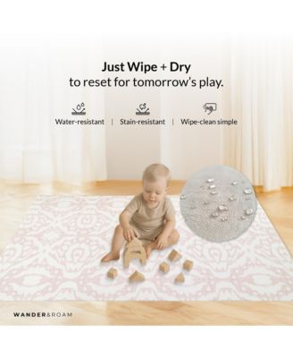  Reversible Baby PlayMat - Emerson Ikat + Jack Stripe Design – Soft, Non-Toxic Foam – Waterproof, Easy to Clean