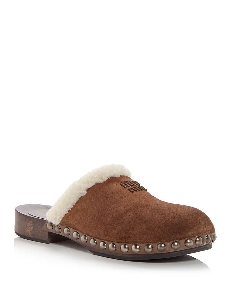 Miu Miu Women's Moccasters Shearling Clogs