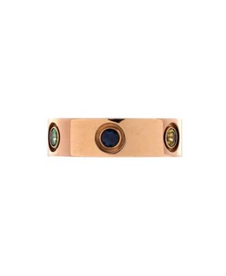 Love 6 Stone Band Ring 18K Rose Gold with Sapphires, Garnets and Amethyst