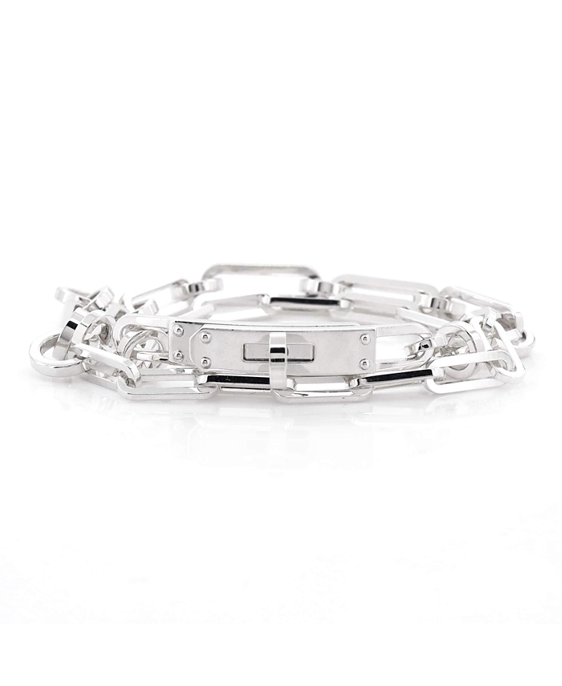 Pre-owned Pre-owned Hermes Hermes Kelly Double Chaine Bracelet Sterling Silver