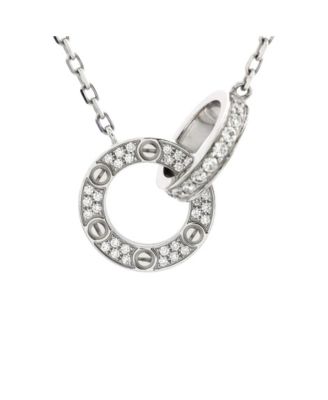 Pre-Owned Cartier - Love Interlocking Pave Necklace 18K White Gold and Diamonds