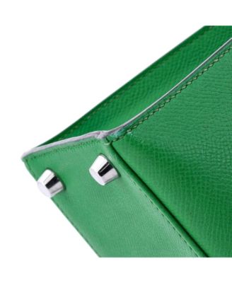 Kelly 28 Handbag Green Epsom with Palladium Hardware