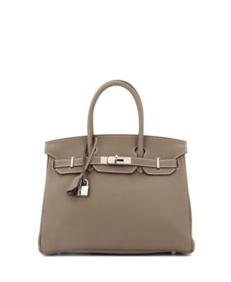 Pre-Owned HERMÈS - Birkin 30 Handbag Grey Clemence with Palladium Hardware