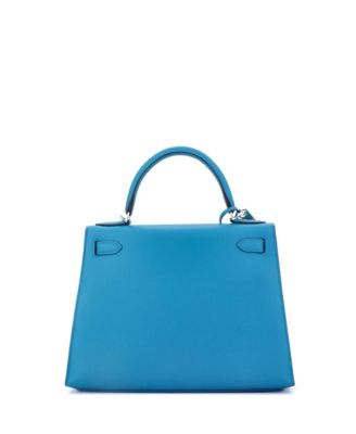 Kelly 28 Handbag Blue Epsom with Palladium Hardware