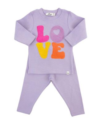oh baby! - Girls' Cotton Candy Love Terry Applique 2-Piece Set - Baby