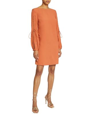 Aries Long Sleeve Shift Dress with Grommet Detail