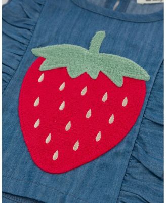 Girls' Lola Strawberry Applique with Millie Ruffle Lyocell Denim Blouse - Baby, Little Kid