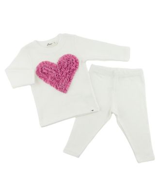 Girls' Ruffle Heart Sparkle Applique Two Piece Set - Baby