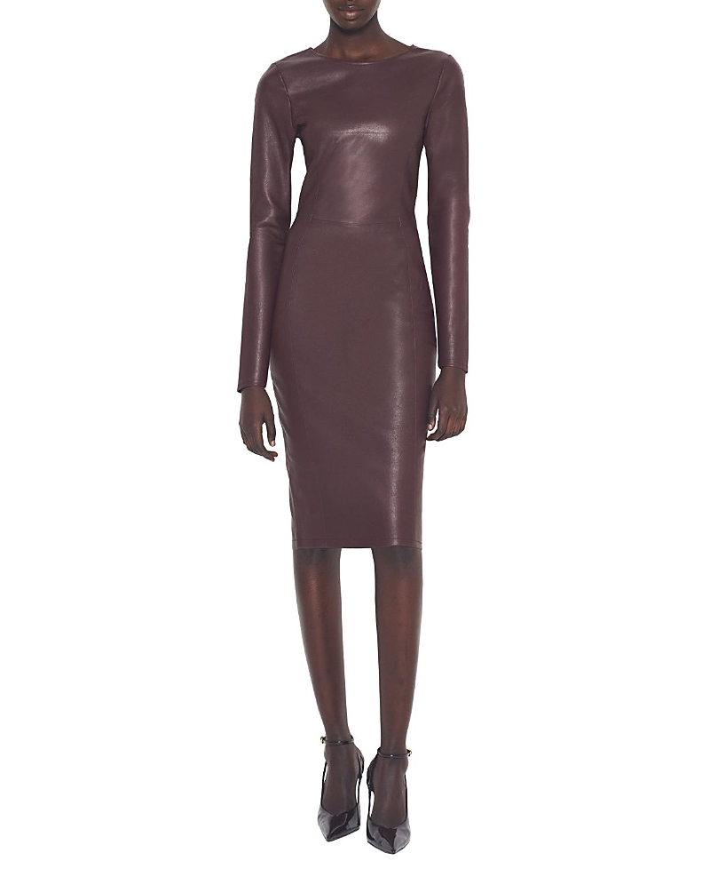 As By Df Mrs. Smith Stretch Leather Knee-length Dress In Burgundy