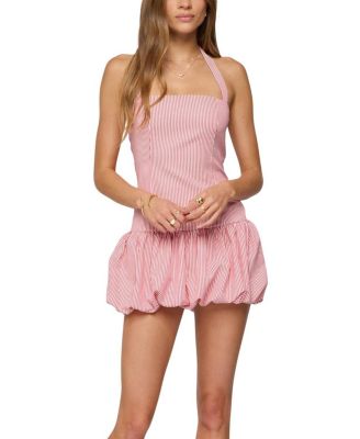 Pinstripe Bubble Skirt Mini Dress