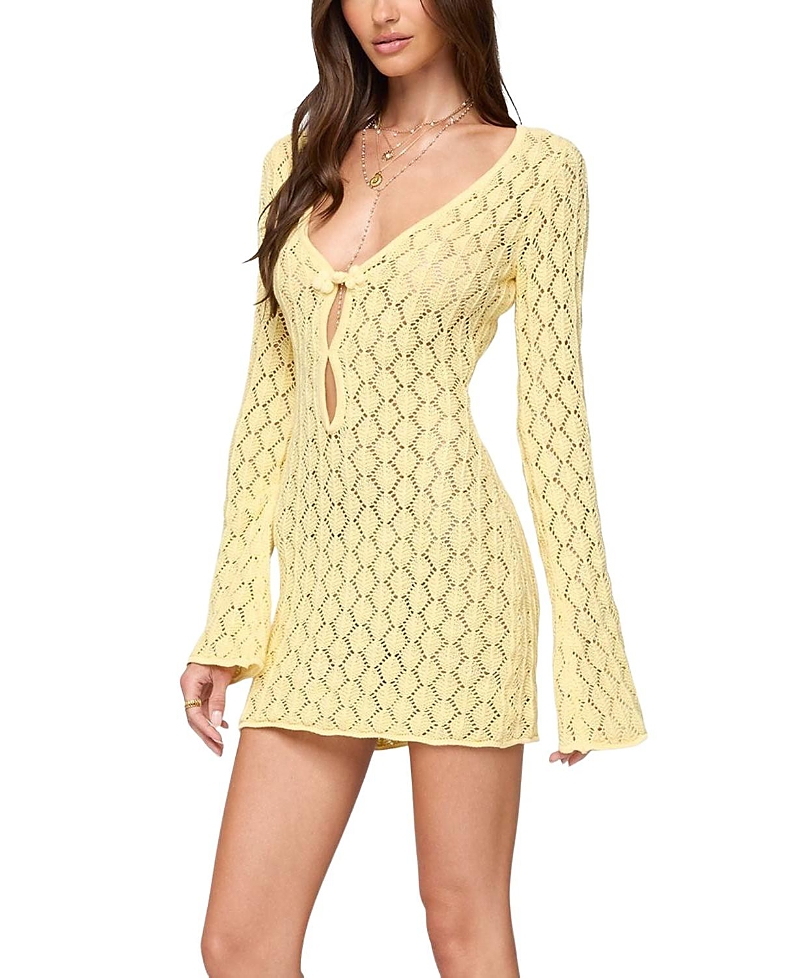 Edikted Brie Cut Out Crochet Mini Dress