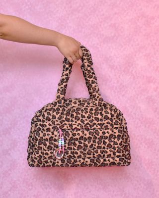 Leopard Print Scrunch Duffle With Charm
