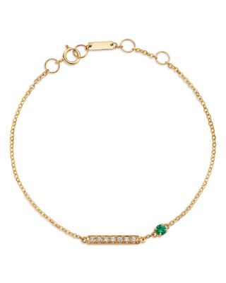 Emerald & Diamond Chain Link Bracelet in 14K Yellow Gold