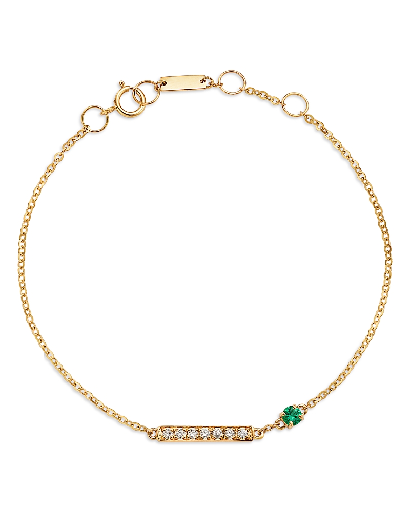 Bloomingdale's Fine Collection Emerald & Diamond Chain Link Bracelet In 14k Yellow Gold In Gold