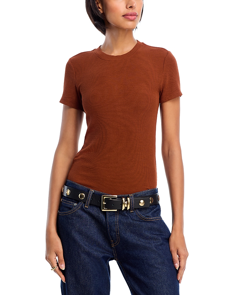 Frame Ribbed Tee In Brown
