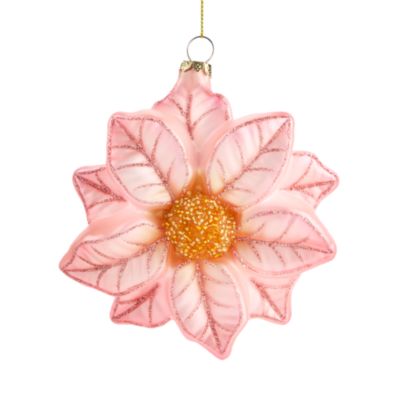 Glass Pink Flower Ornament - Exclusive