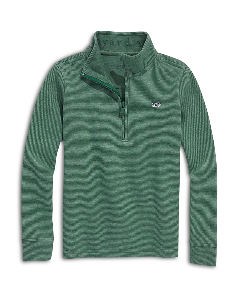 Vineyard Vines Boys' Saltwater Stripe Quarter Zip Mock Neck Sweatshirt - Little Kid In Green