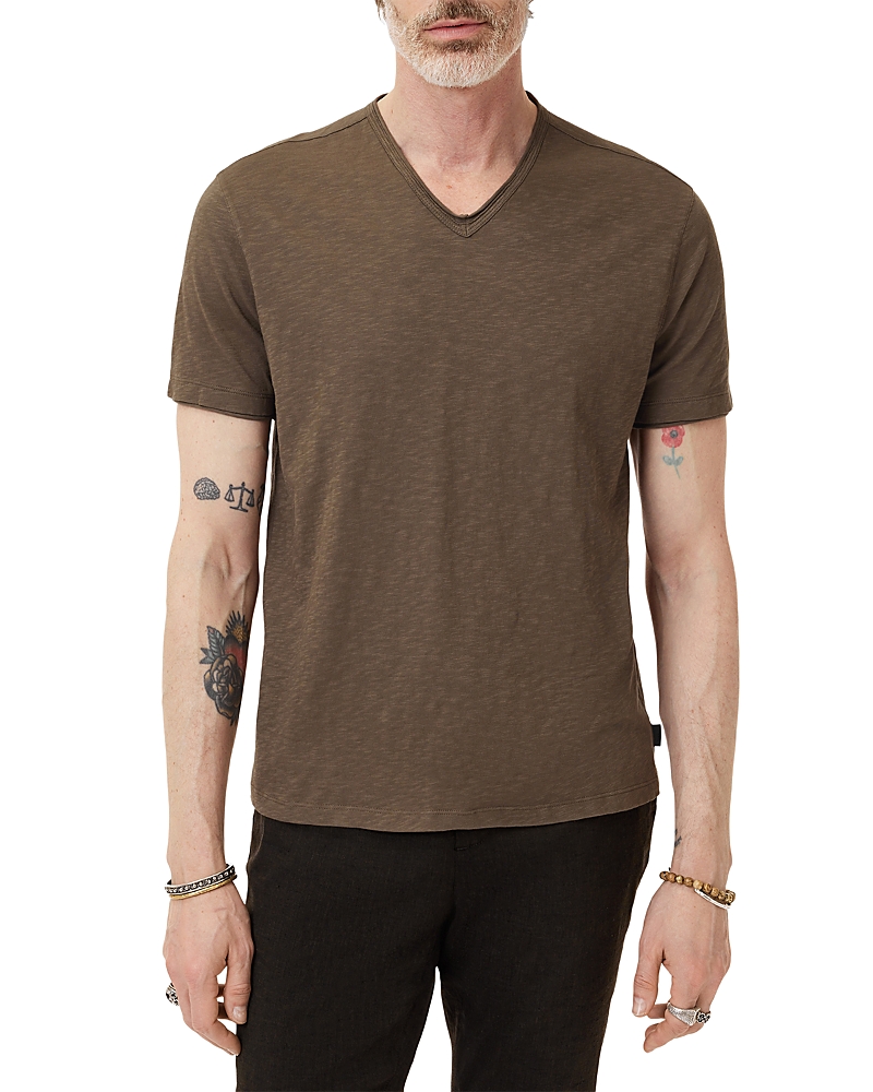 John Varvatos Miles Slub Organic Cotton T-shirt In Brown