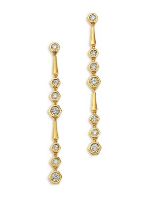 Diamond Linear Drop Earrings in 14K Yellow Gold, 0.20 tcw
