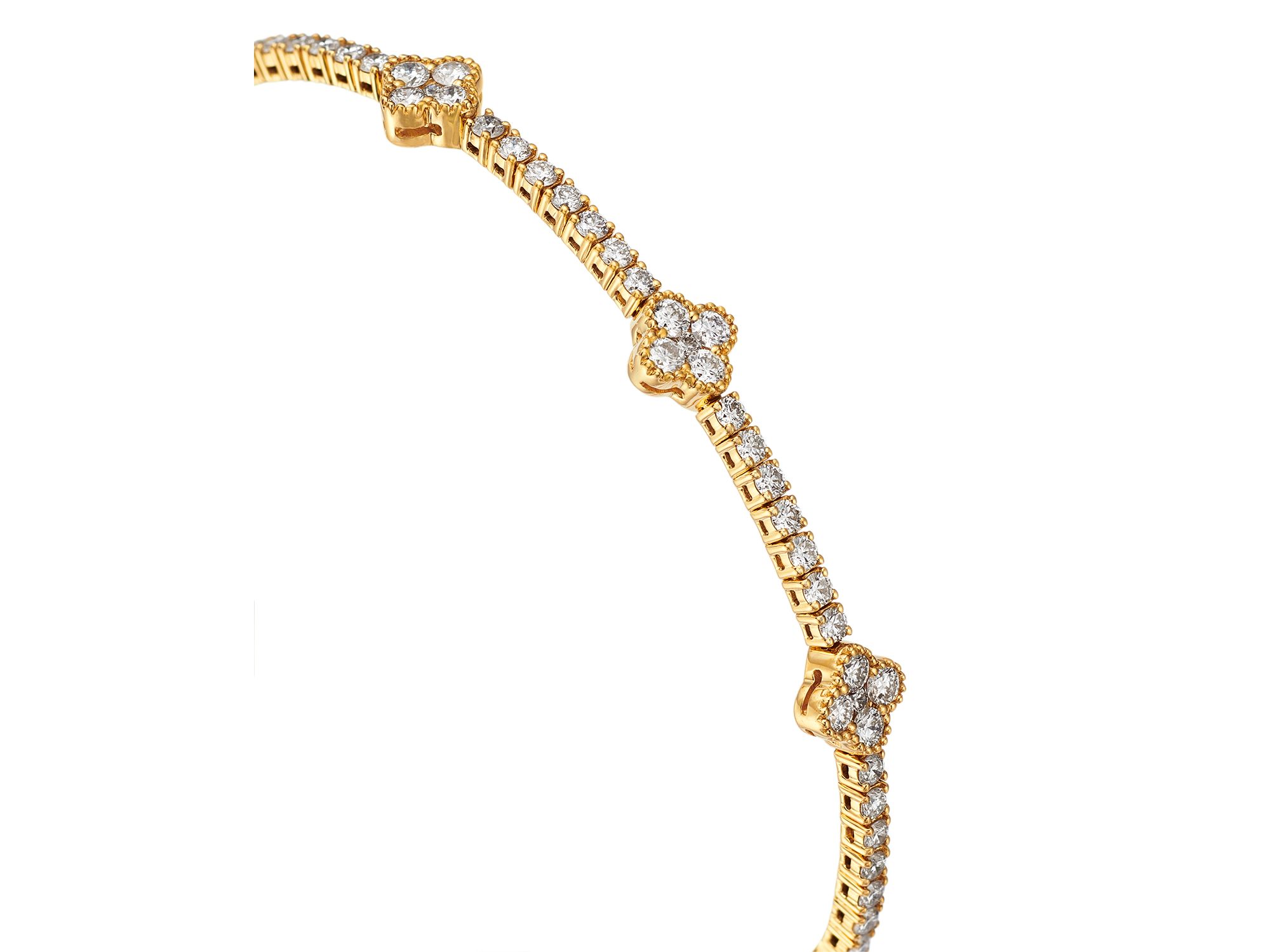 Diamond Clover Flexible Bangle Bracelet in 14K , 1.58 tcw — Image 3