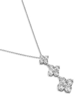 Diamond Triple Tier Pendant Necklace in 14K White Gold, 3.5 tcw
