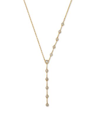 Diamond Bezel Lariat Necklace in 14K Yellow Gold, 0.25 tcw