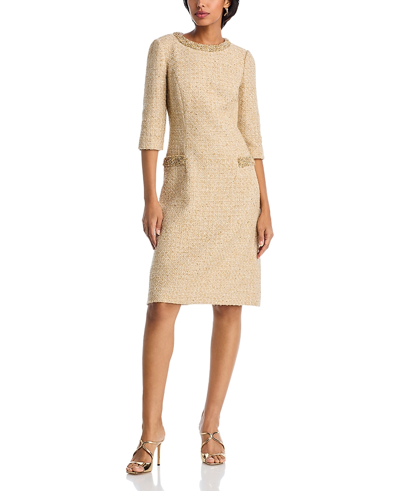 Teri Jon By Rickie Freeman Embellished Tweed Dress In Multi