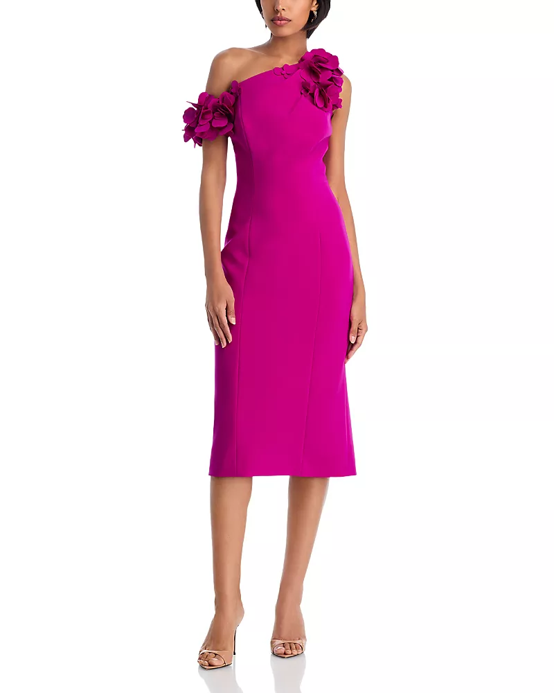 Teri Jon by Rickie Freeman Flower Trim Sheath Dress