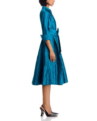 Embroidered Sash Belt Shirt Dress