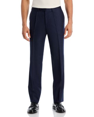 Monza Slim Fit Pleated Wool Flannel Trousers