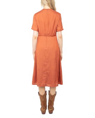 Mid Length Jacquard Satin Dress