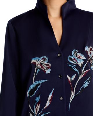 Split Collar Embroidered Blouse