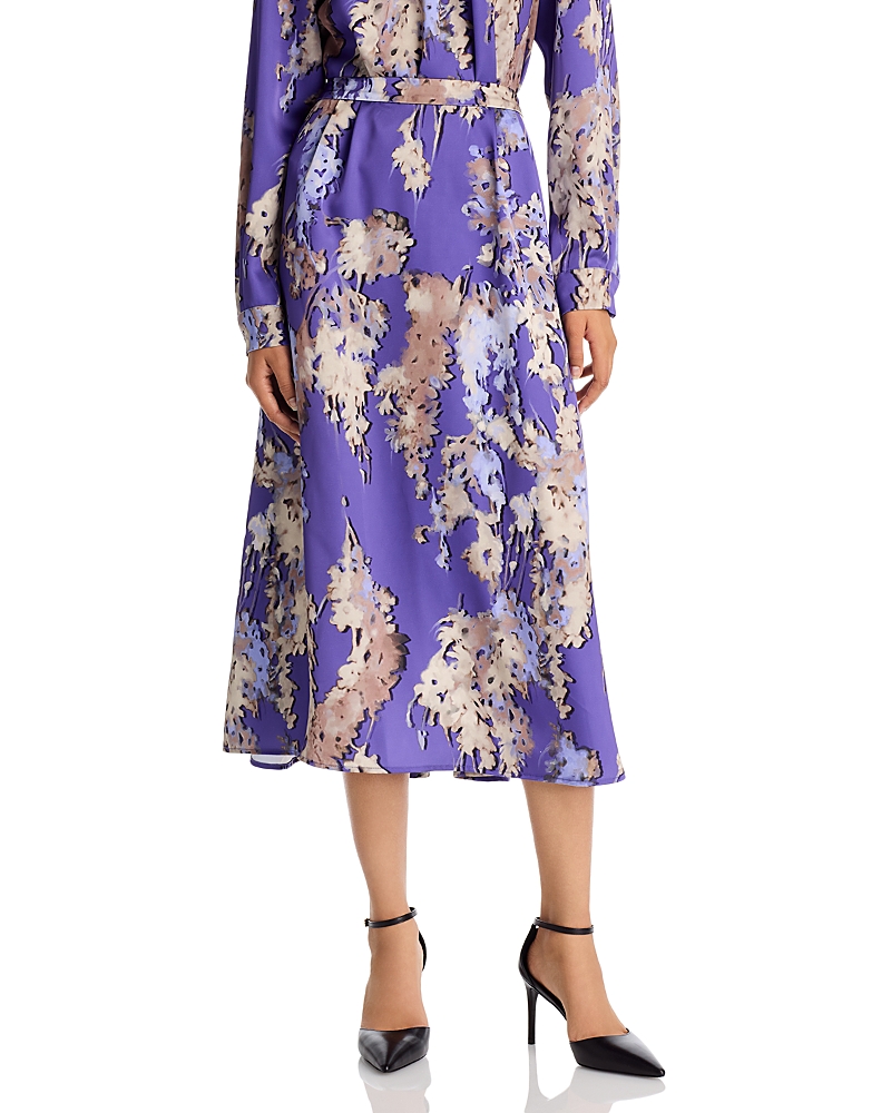 Misook Floral Crepe de Chine Skirt