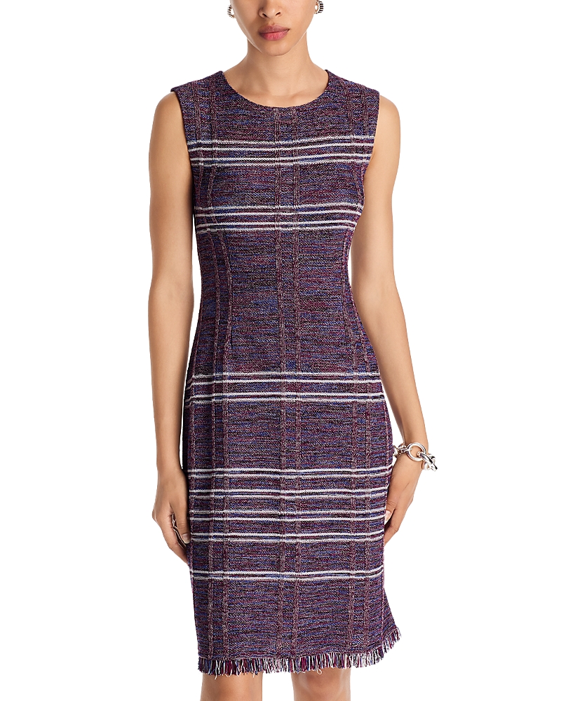 Misook Fringe Hem Sheath Dress In Purple