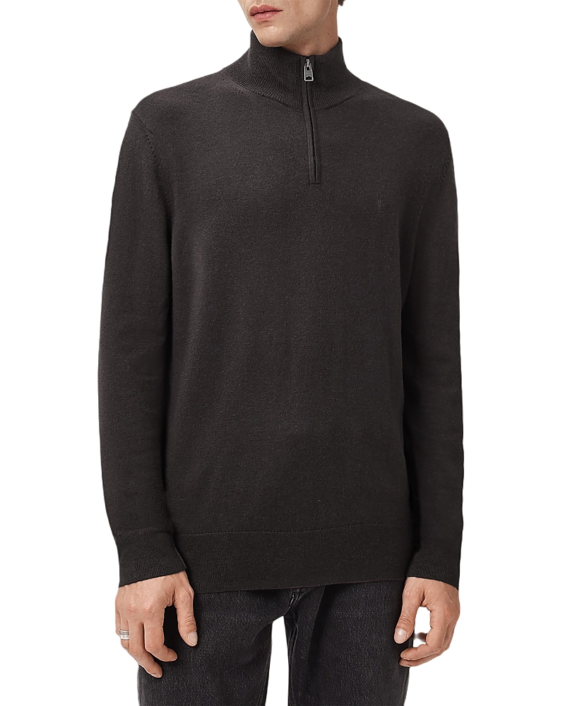 Allsaints Kilburn Funnel Neck Quarter Zip Sweater In Gray