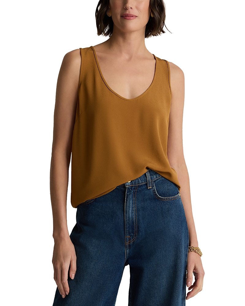 St John Silk Crepe Top In Brown