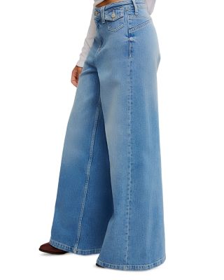 Kellee High Rise Palazzo Jeans in Plaza Blue
