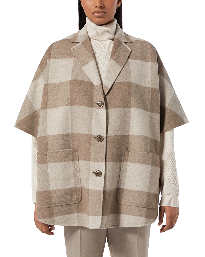 Marina Rinaldi Sport Wool Blend Short Coat In Brown